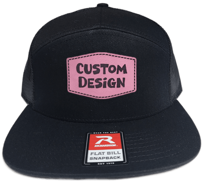 Custom Patch - Richardson 168 | 7 Panel Flat Bill Snapback Cap - BLACK - Smalltown Connetchin