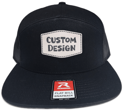 Custom Patch - Richardson 168 | 7 Panel Flat Bill Snapback Cap - BLACK - Smalltown Connetchin