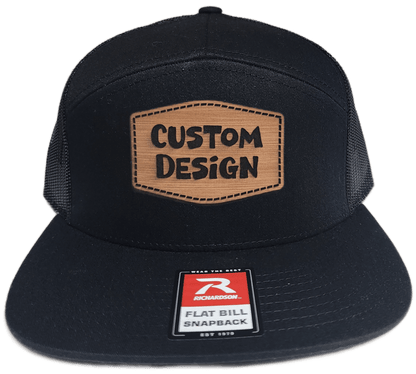 Custom Patch - Richardson 168 | 7 Panel Flat Bill Snapback Cap - BLACK - Smalltown Connetchin