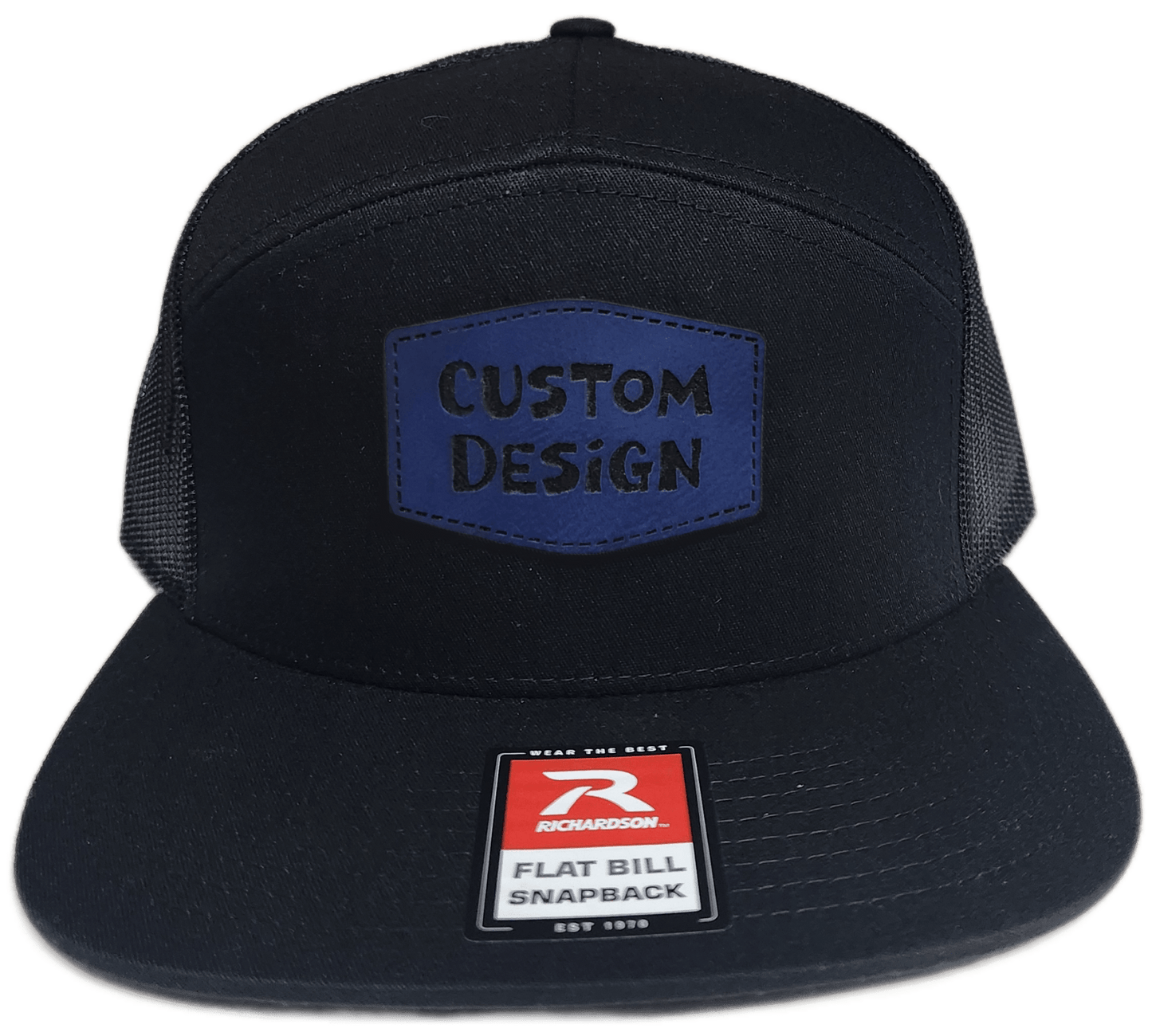Custom Patch - Richardson 168 | 7 Panel Flat Bill Snapback Cap - BLACK - Smalltown Connetchin