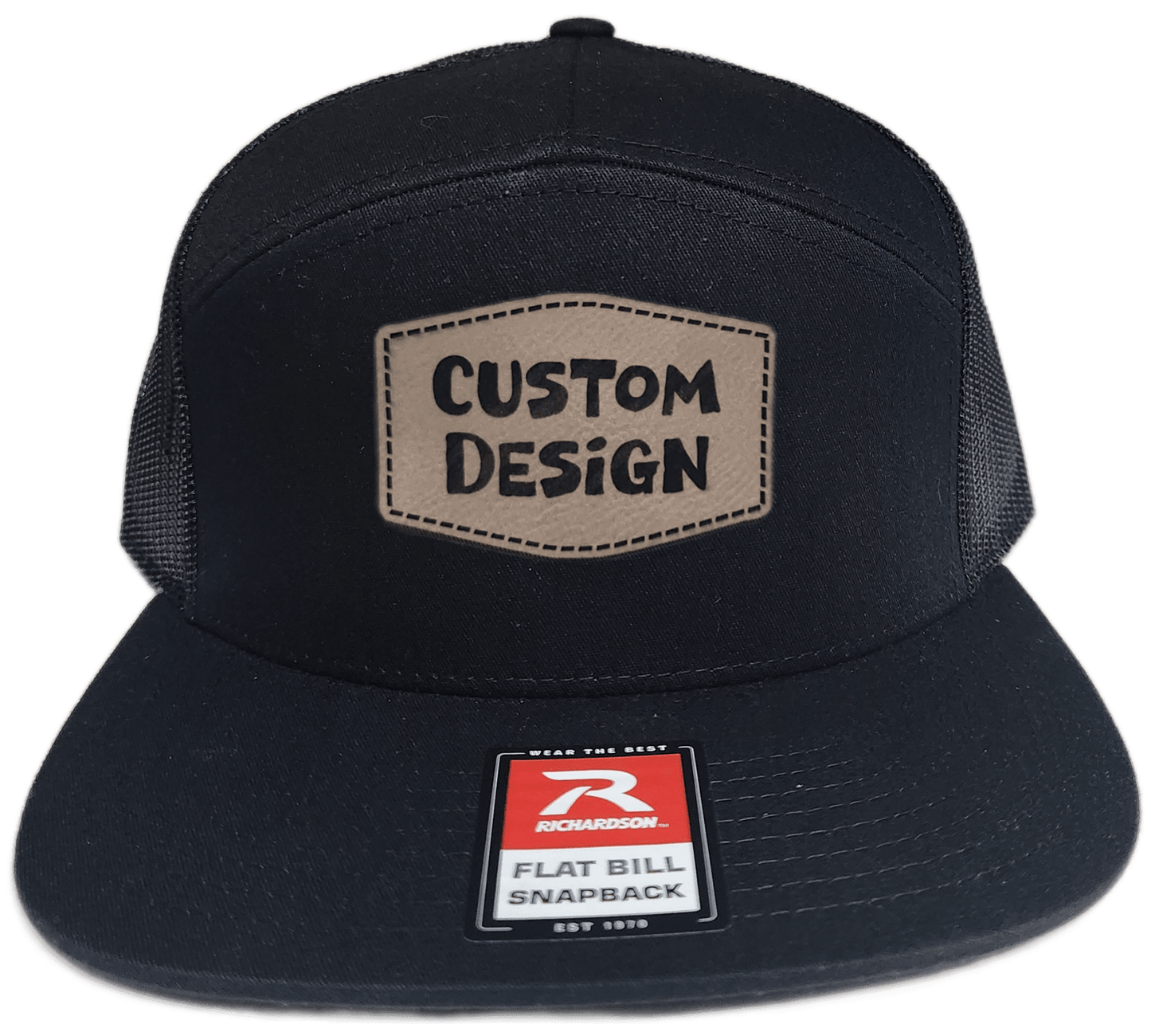 Custom Patch - Richardson 168 | 7 Panel Flat Bill Snapback Cap - BLACK - Smalltown Connetchin