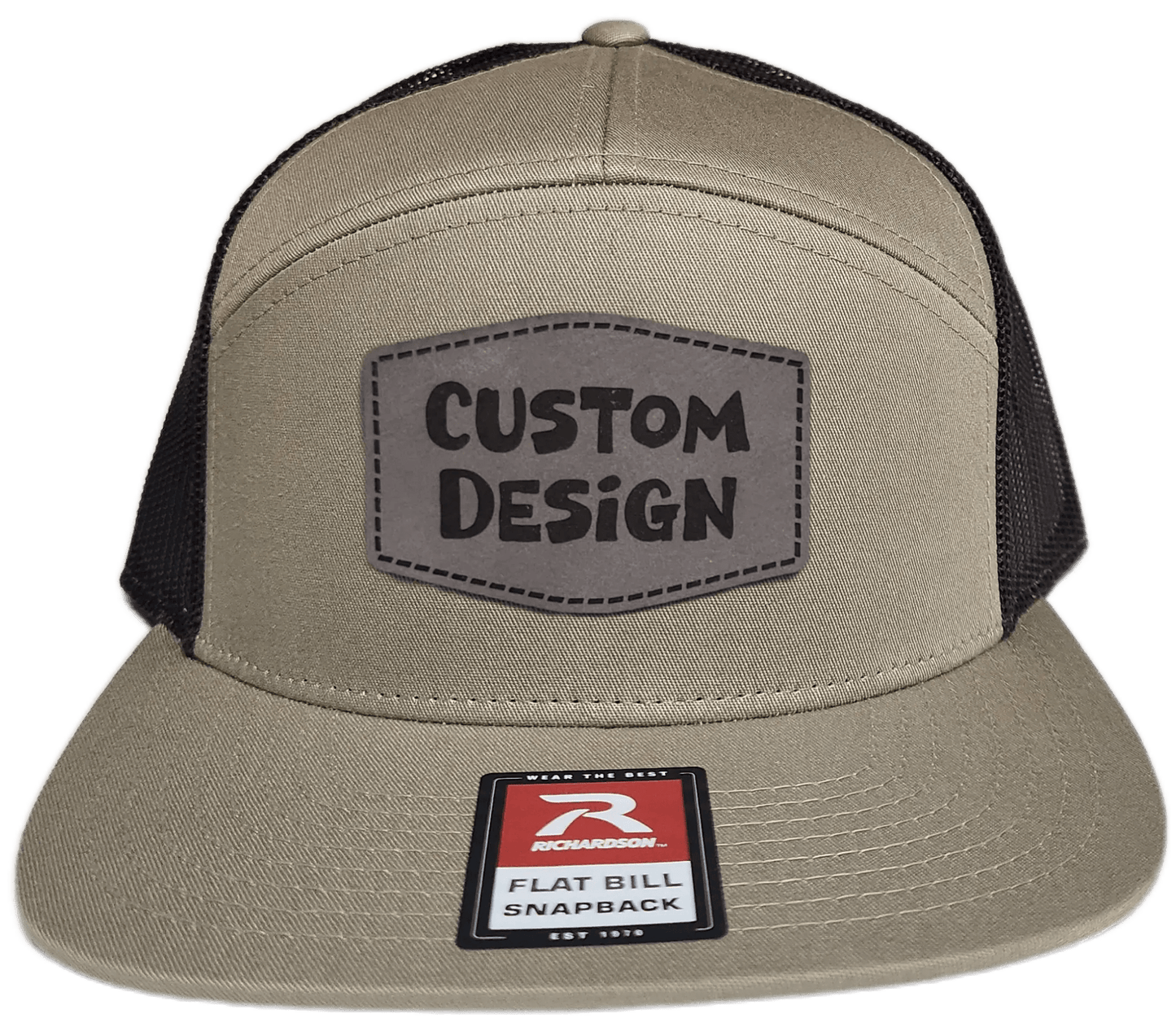 Custom Patch - Richardson 168 7 Panel Flat Bill Snapback Cap - KHAKI/BROWN - Smalltown Connetchin