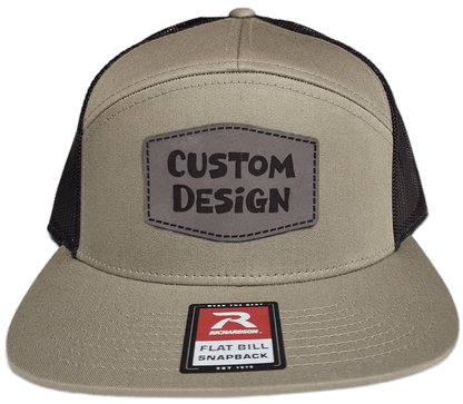 Custom Patch - Richardson 168 7 Panel Flat Bill Snapback Cap - KHAKI/BROWN - Smalltown Connetchin