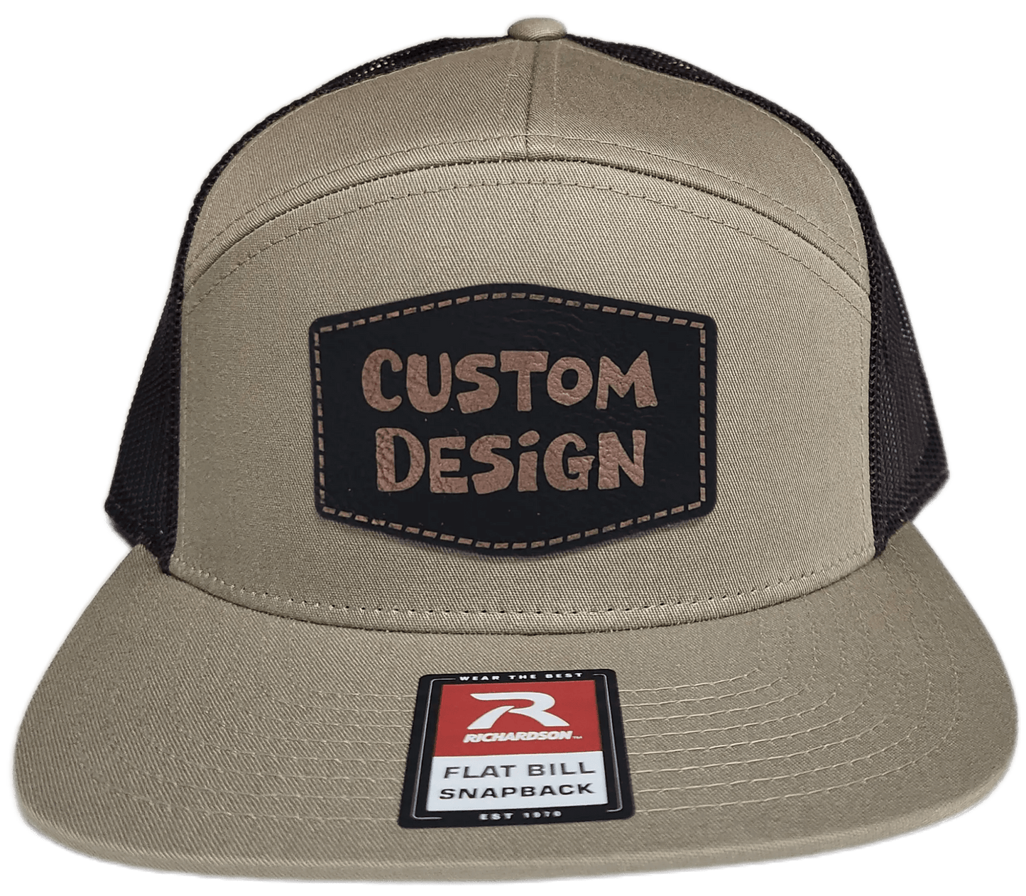 Custom Patch - Richardson 168 7 Panel Flat Bill Snapback Cap - KHAKI/BROWN - Smalltown Connetchin
