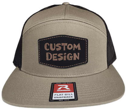 Custom Patch - Richardson 168 7 Panel Flat Bill Snapback Cap - KHAKI/BROWN - Smalltown Connetchin