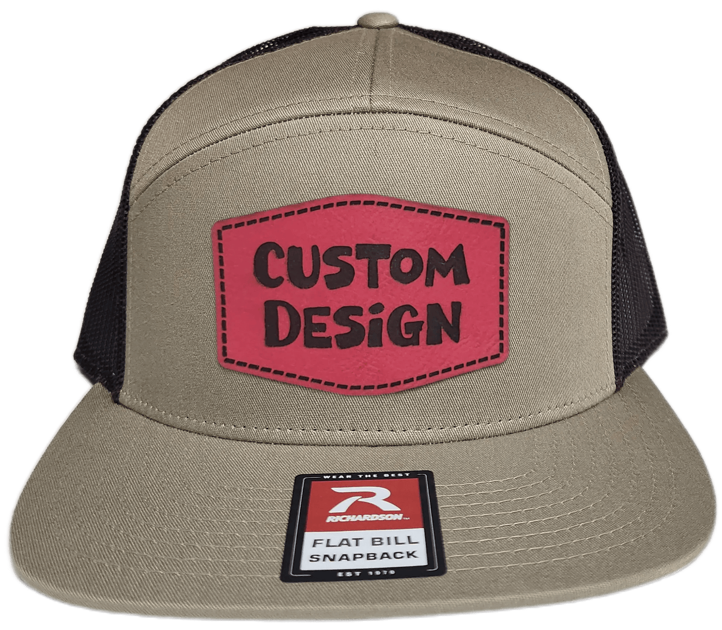 Custom Patch - Richardson 168 7 Panel Flat Bill Snapback Cap - KHAKI/BROWN - Smalltown Connetchin