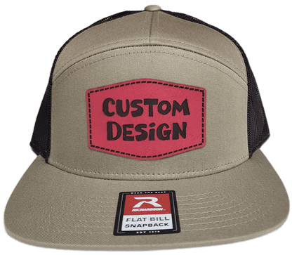 Custom Patch - Richardson 168 7 Panel Flat Bill Snapback Cap - KHAKI/BROWN - Smalltown Connetchin