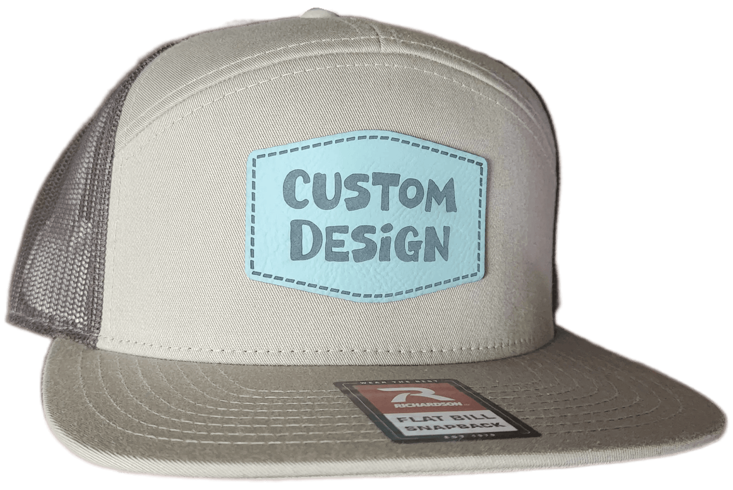 Custom Patch - Richardson 168 7 Panel Flat Bill Snapback Cap - KHAKI/BROWN - Smalltown Connetchin