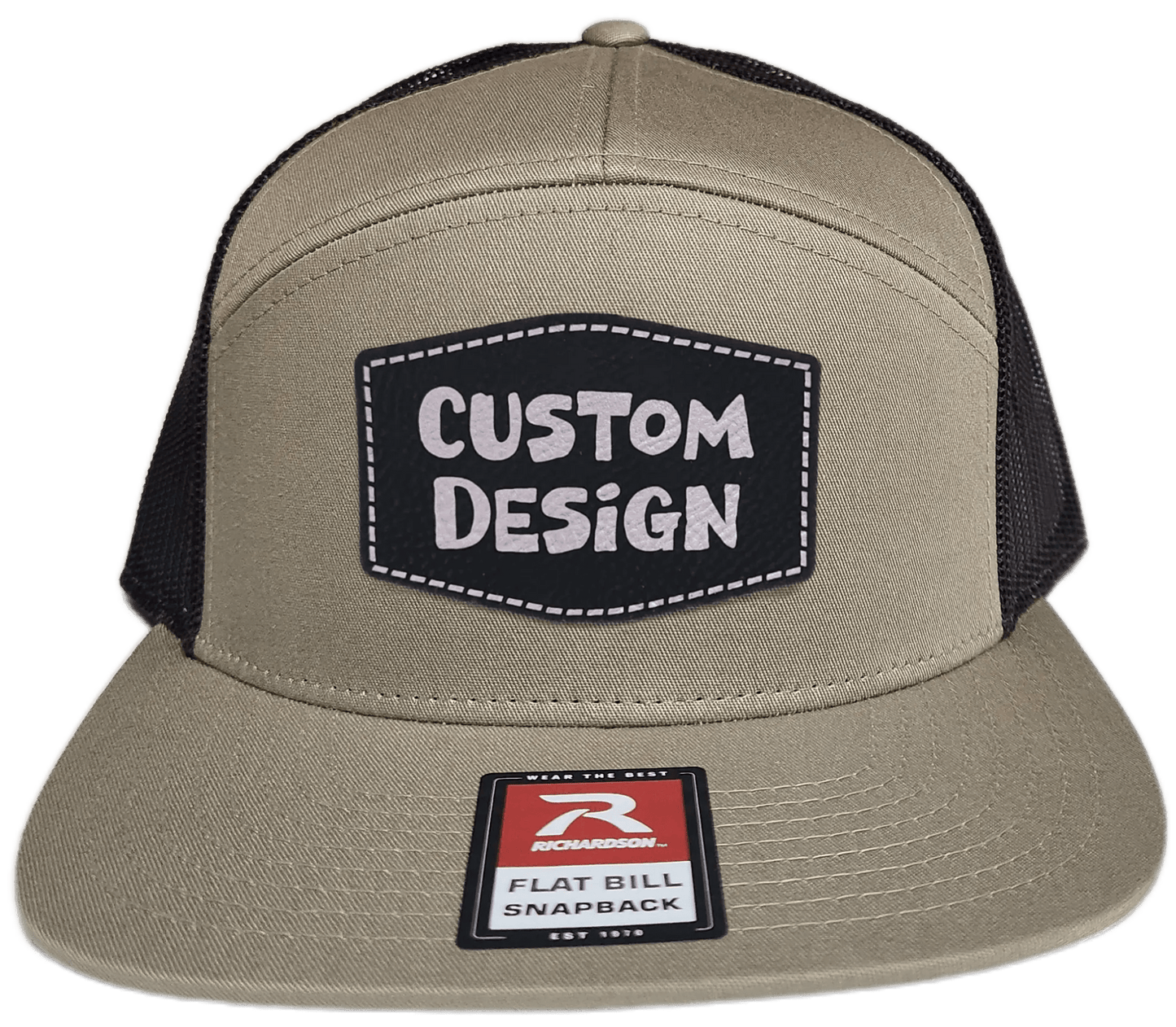 Custom Patch - Richardson 168 7 Panel Flat Bill Snapback Cap - KHAKI/BROWN - Smalltown Connetchin