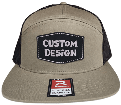 Custom Patch - Richardson 168 7 Panel Flat Bill Snapback Cap - KHAKI/BROWN - Smalltown Connetchin