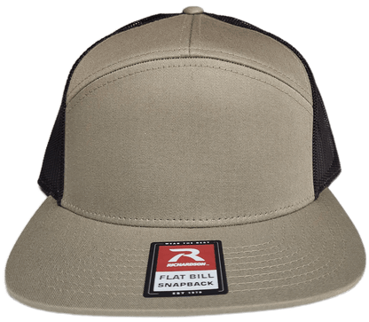 Custom Patch - Richardson 168 7 Panel Flat Bill Snapback Cap - KHAKI/BROWN - Smalltown Connetchin