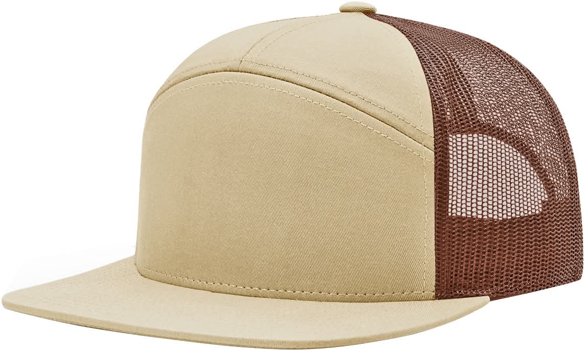Custom Patch - Richardson 168 7 Panel Flat Bill Snapback Cap - KHAKI/BROWN - Smalltown Connetchin