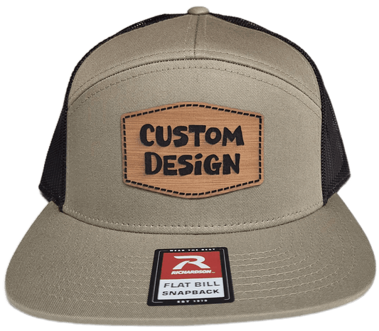 Custom Patch - Richardson 168 7 Panel Flat Bill Snapback Cap - KHAKI/BROWN - Smalltown Connetchin