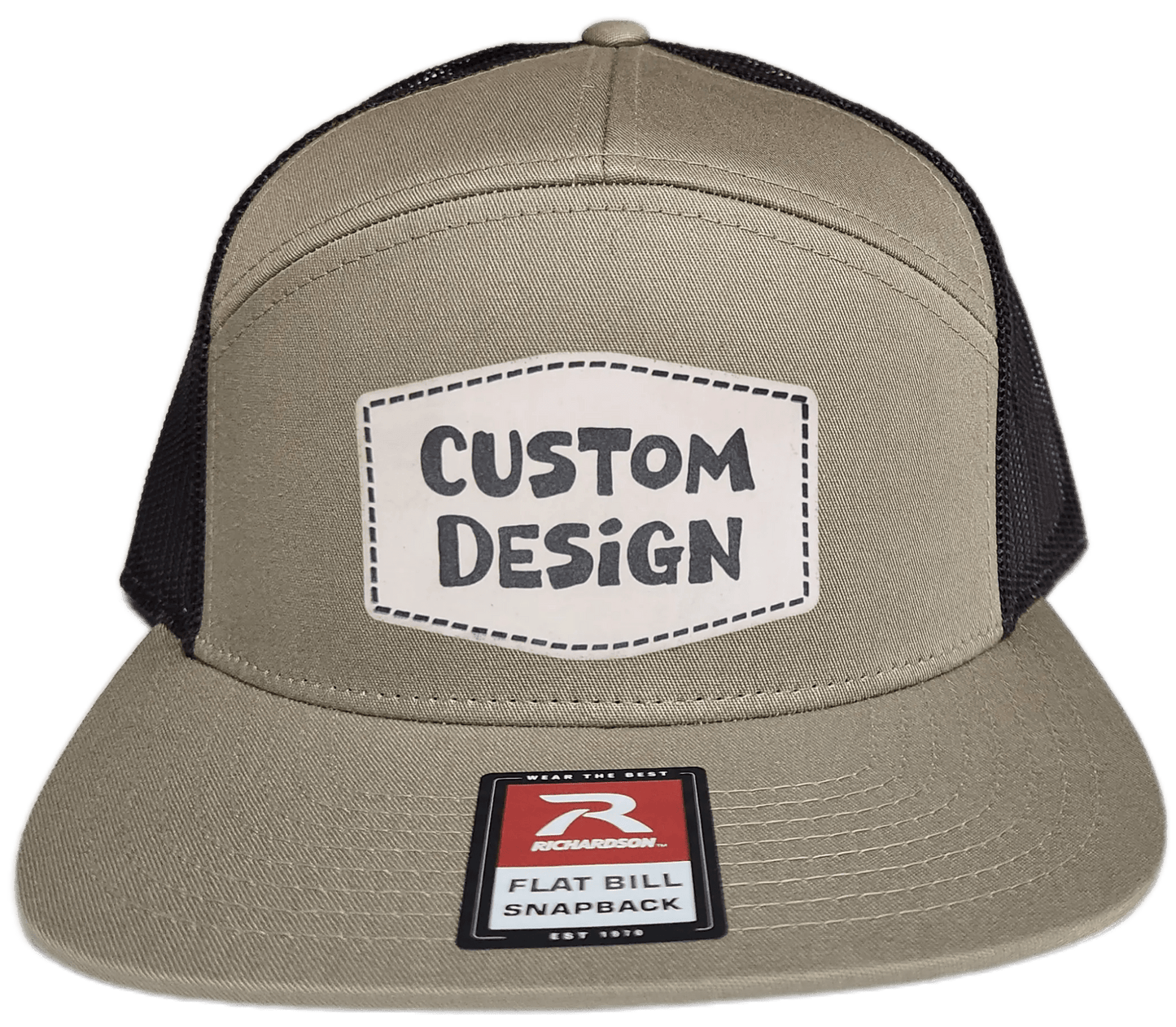 Custom Patch - Richardson 168 7 Panel Flat Bill Snapback Cap - KHAKI/BROWN - Smalltown Connetchin
