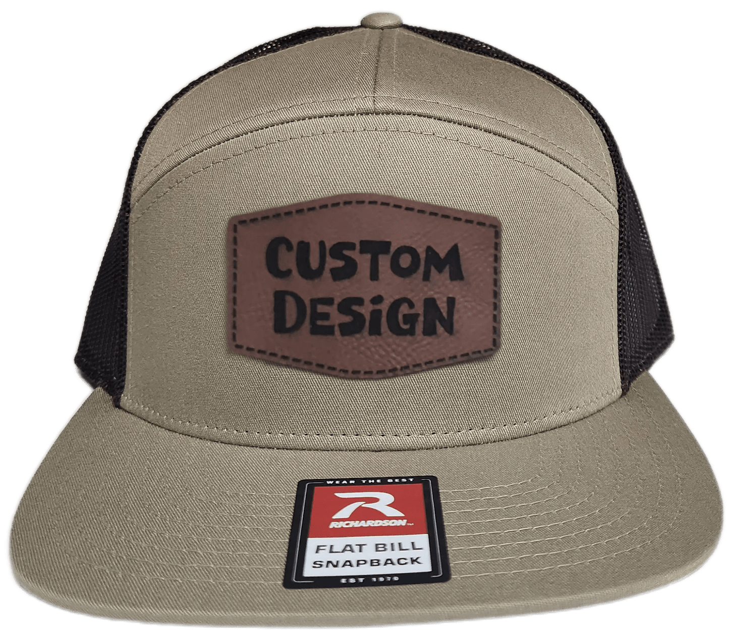 Custom Patch - Richardson 168 7 Panel Flat Bill Snapback Cap - KHAKI/BROWN - Smalltown Connetchin