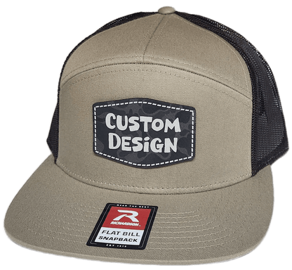 Custom Patch - Richardson 168 7 Panel Flat Bill Snapback Cap - KHAKI/BROWN - Smalltown Connetchin