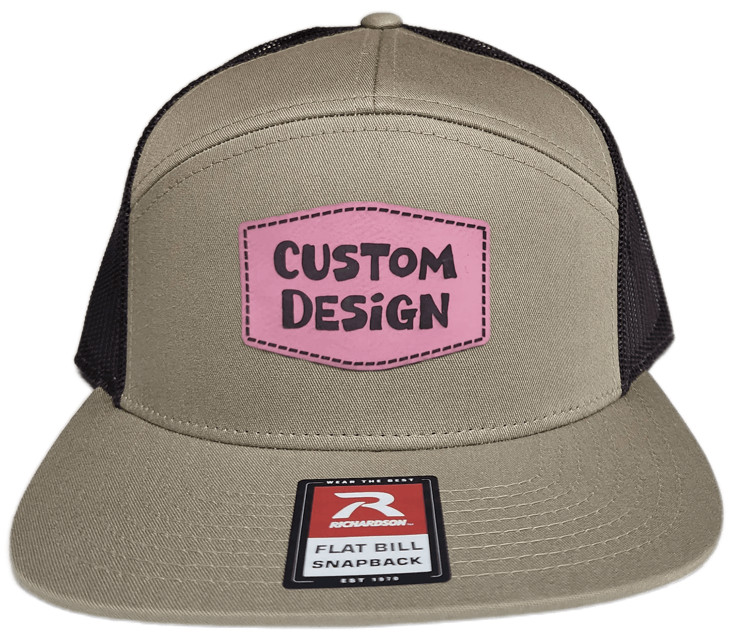 Custom Patch - Richardson 168 7 Panel Flat Bill Snapback Cap - KHAKI/BROWN - Smalltown Connetchin