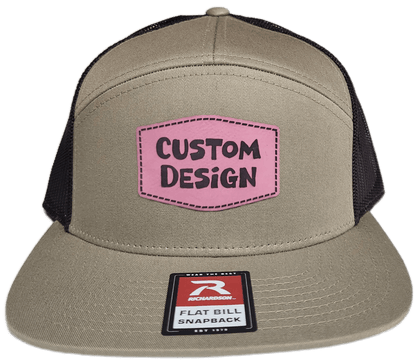 Custom Patch - Richardson 168 7 Panel Flat Bill Snapback Cap - KHAKI/BROWN - Smalltown Connetchin