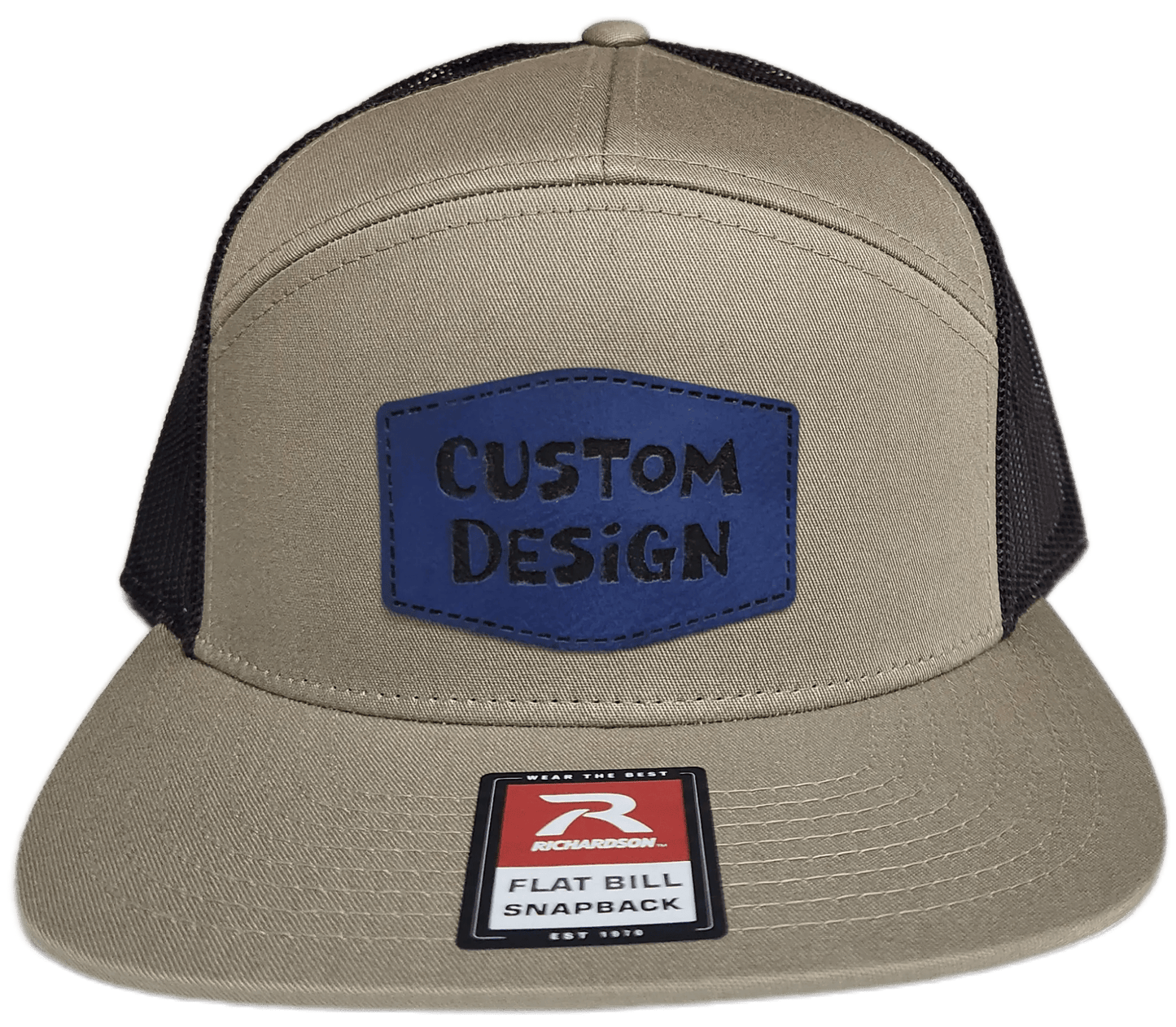 Custom Patch - Richardson 168 7 Panel Flat Bill Snapback Cap - KHAKI/BROWN - Smalltown Connetchin