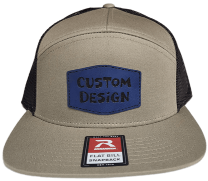 Custom Patch - Richardson 168 7 Panel Flat Bill Snapback Cap - KHAKI/BROWN - Smalltown Connetchin