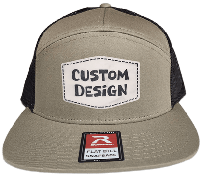 Custom Patch - Richardson 168 7 Panel Flat Bill Snapback Cap - KHAKI/BROWN - Smalltown Connetchin