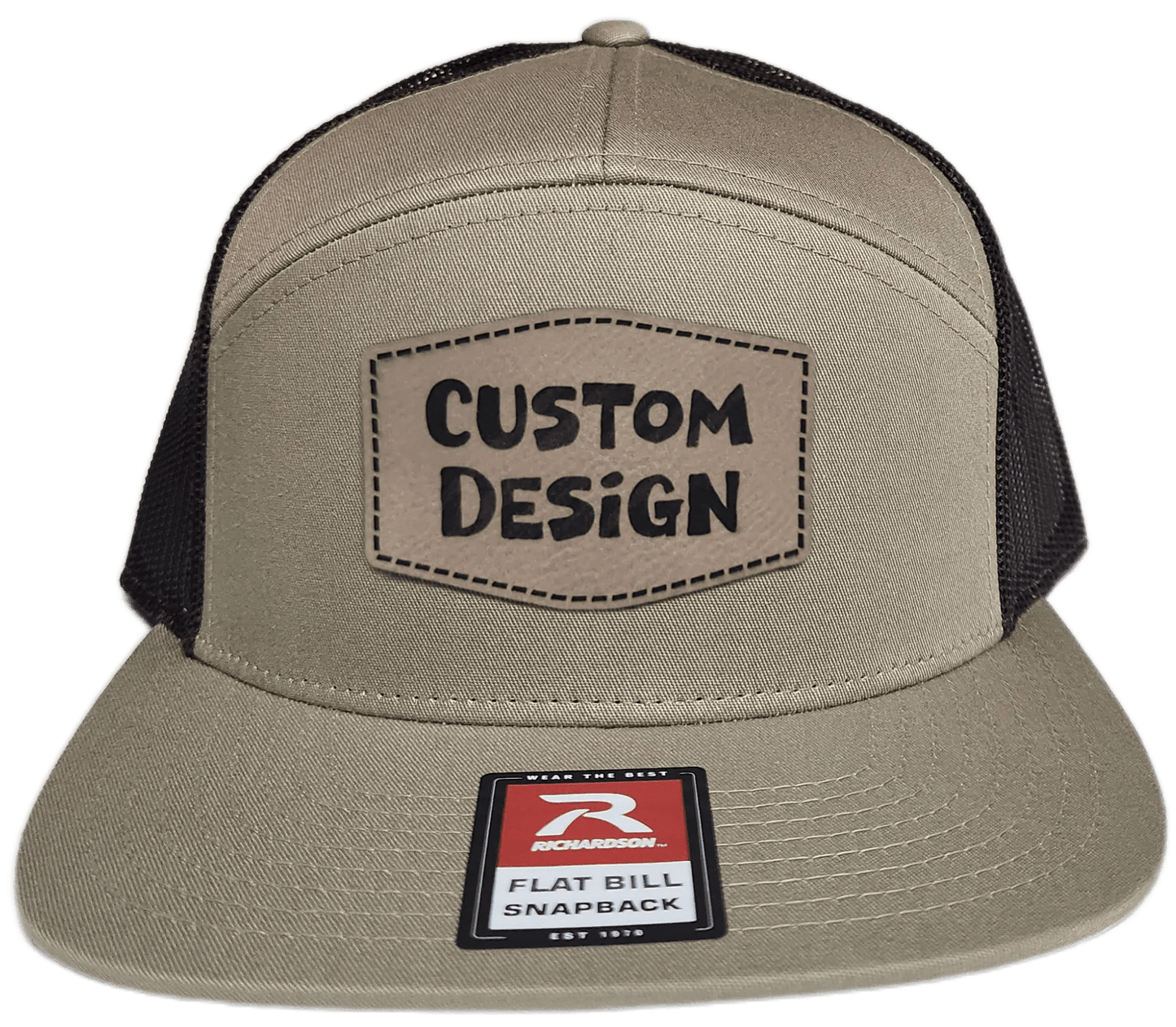 Custom Patch - Richardson 168 7 Panel Flat Bill Snapback Cap - KHAKI/BROWN - Smalltown Connetchin