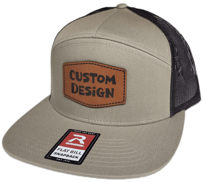 Custom Patch - Richardson 168 7 Panel Flat Bill Snapback Cap - KHAKI/BROWN - Smalltown Connetchin