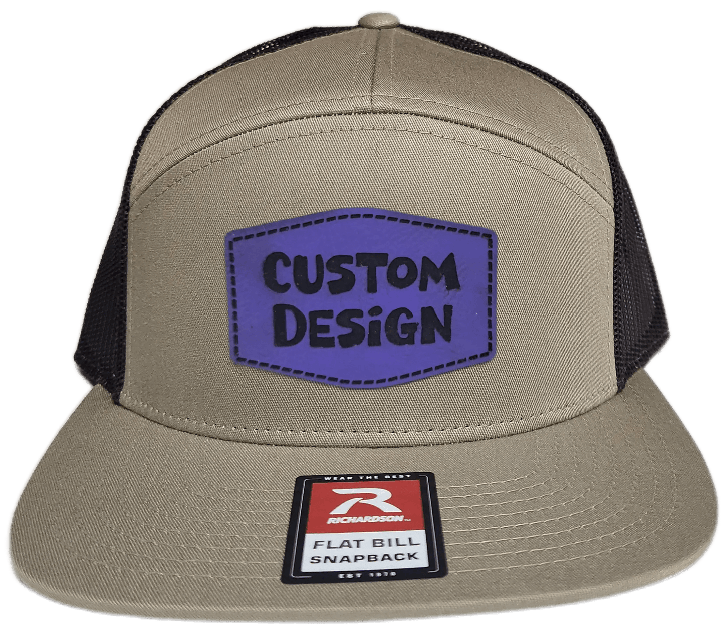 Custom Patch - Richardson 168 7 Panel Flat Bill Snapback Cap - KHAKI/BROWN - Smalltown Connetchin