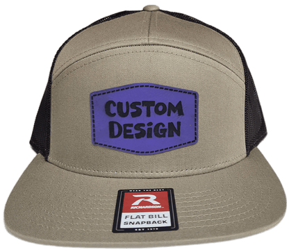 Custom Patch - Richardson 168 7 Panel Flat Bill Snapback Cap - KHAKI/BROWN - Smalltown Connetchin