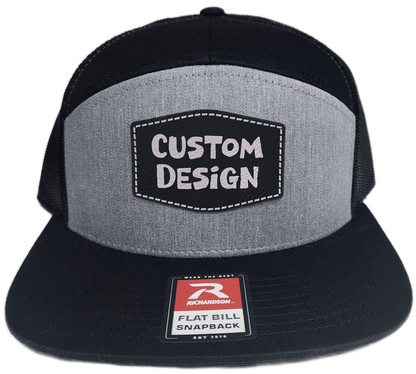 Custom Patch - Richardson 168 7 Panel Snapback Cap - HEATHER GREY/BLACK - Smalltown Connetchin