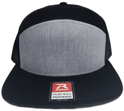Custom Patch - Richardson 168 7 Panel Snapback Cap - HEATHER GREY/BLACK - Smalltown Connetchin