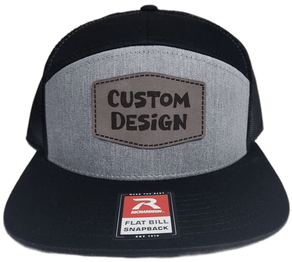 Custom Patch - Richardson 168 7 Panel Snapback Cap - HEATHER GREY/BLACK - Smalltown Connetchin