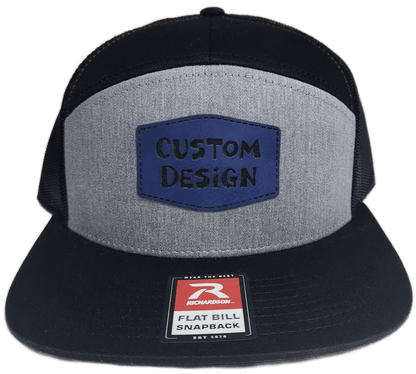 Custom Patch - Richardson 168 7 Panel Snapback Cap - HEATHER GREY/BLACK - Smalltown Connetchin