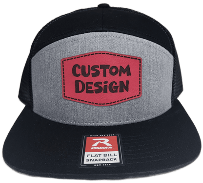 Custom Patch - Richardson 168 7 Panel Snapback Cap - HEATHER GREY/BLACK - Smalltown Connetchin