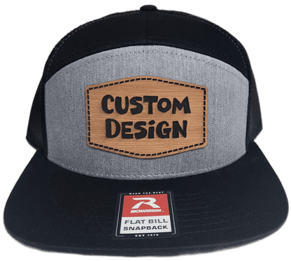 Custom Patch - Richardson 168 7 Panel Snapback Cap - HEATHER GREY/BLACK - Smalltown Connetchin