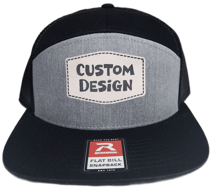 Custom Patch - Richardson 168 7 Panel Snapback Cap - HEATHER GREY/BLACK - Smalltown Connetchin