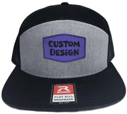 Custom Patch - Richardson 168 7 Panel Snapback Cap - HEATHER GREY/BLACK - Smalltown Connetchin