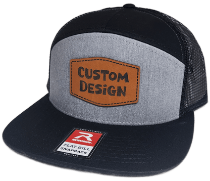 Custom Patch - Richardson 168 7 Panel Snapback Cap - HEATHER GREY/BLACK - Smalltown Connetchin