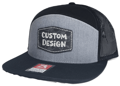 Custom Patch - Richardson 168 7 Panel Snapback Cap - HEATHER GREY/BLACK - Smalltown Connetchin