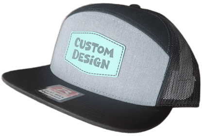 Custom Patch - Richardson 168 7 Panel Snapback Cap - HEATHER GREY/BLACK - Smalltown Connetchin