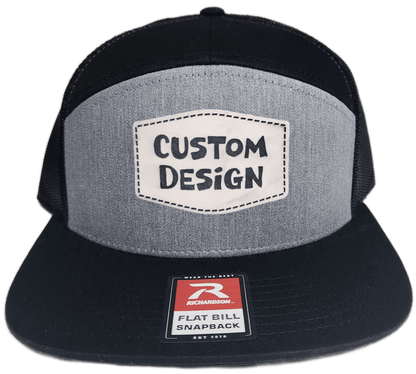 Custom Patch - Richardson 168 7 Panel Snapback Cap - HEATHER GREY/BLACK - Smalltown Connetchin