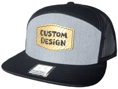 Custom Patch - Richardson 168 7 Panel Snapback Cap - HEATHER GREY/BLACK - Smalltown Connetchin
