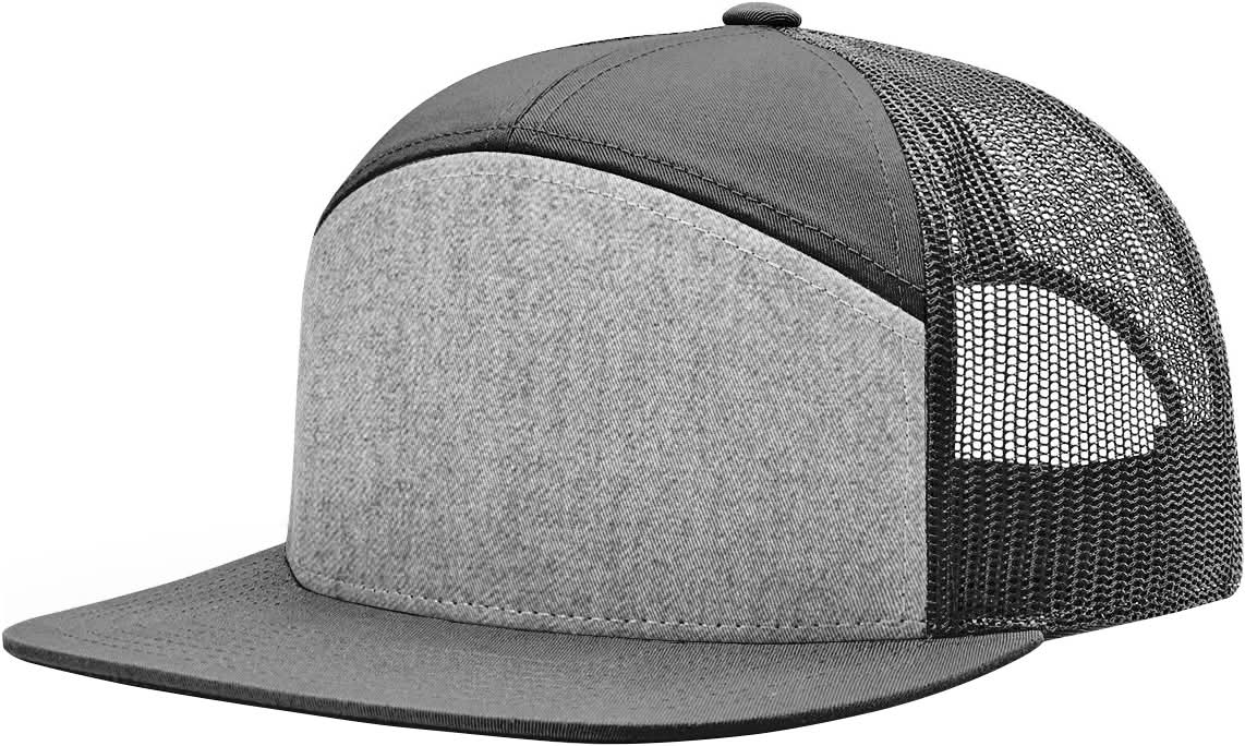 Custom Patch - Richardson 168 7 Panel Snapback Cap - HEATHER GREY/BLACK - Smalltown Connetchin