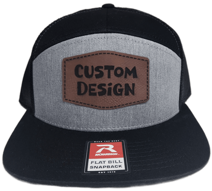 Custom Patch - Richardson 168 7 Panel Snapback Cap - HEATHER GREY/BLACK - Smalltown Connetchin