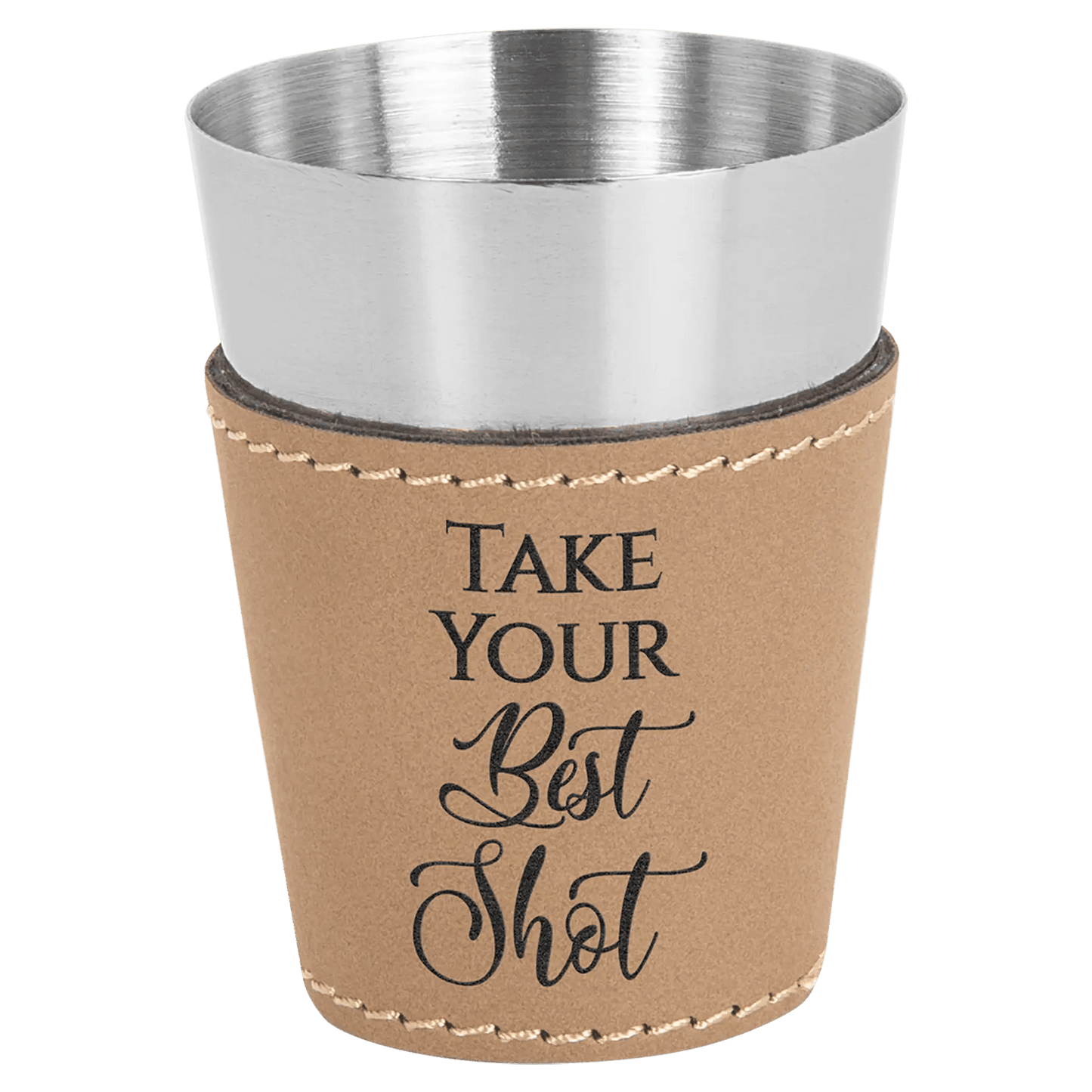 Custom Shot Glass - Laser Etched Leatherette & Stainless - Steel (4 pcs) - Smalltown Connetchin