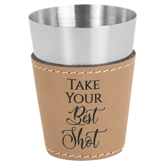 Custom Shot Glass - Laser Etched Leatherette & Stainless - Steel (4 pcs) - Smalltown Connetchin