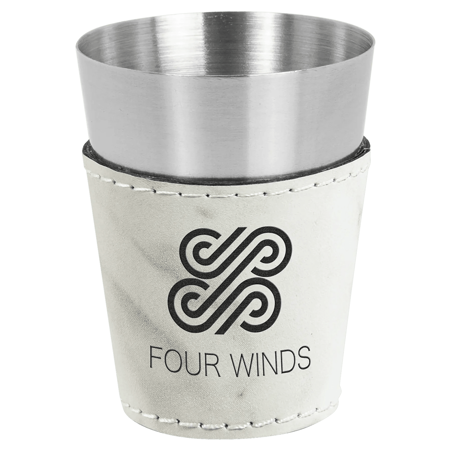 Custom Shot Glass - Laser Etched Leatherette & Stainless - Steel (4 pcs) - Smalltown Connetchin