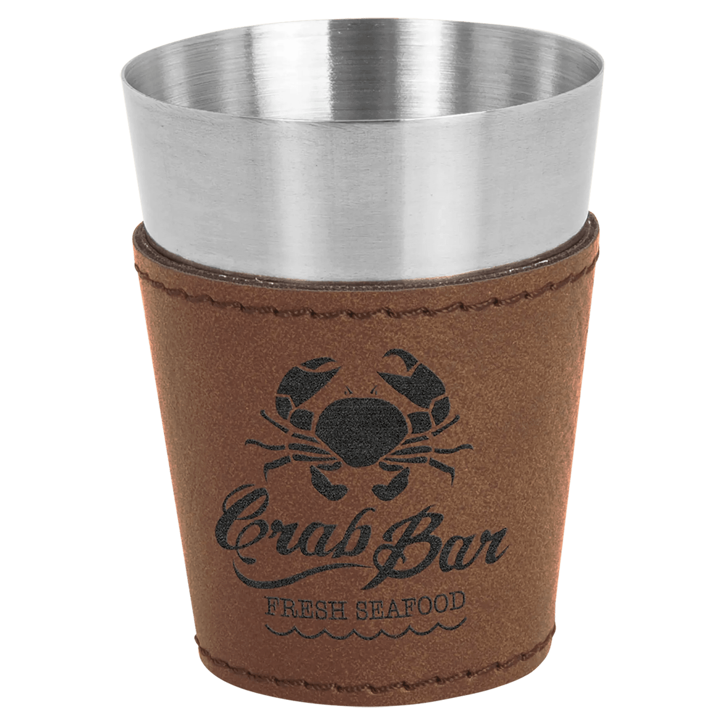 Custom Shot Glass - Laser Etched Leatherette & Stainless - Steel (4 pcs) - Smalltown Connetchin