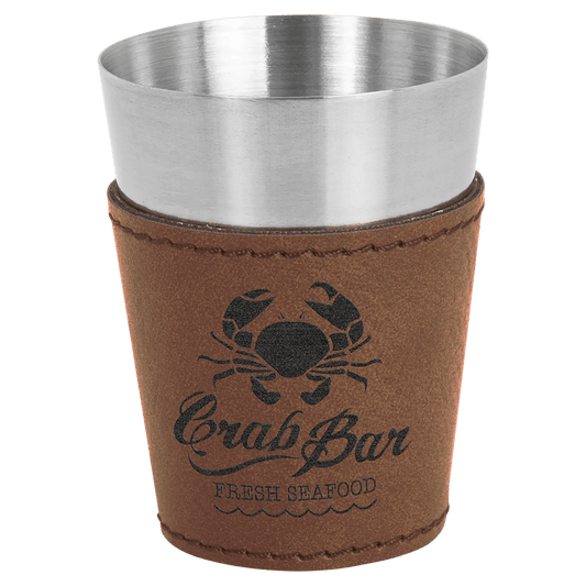 Custom Shot Glass - Laser Etched Leatherette & Stainless - Steel (4 pcs) - Smalltown Connetchin