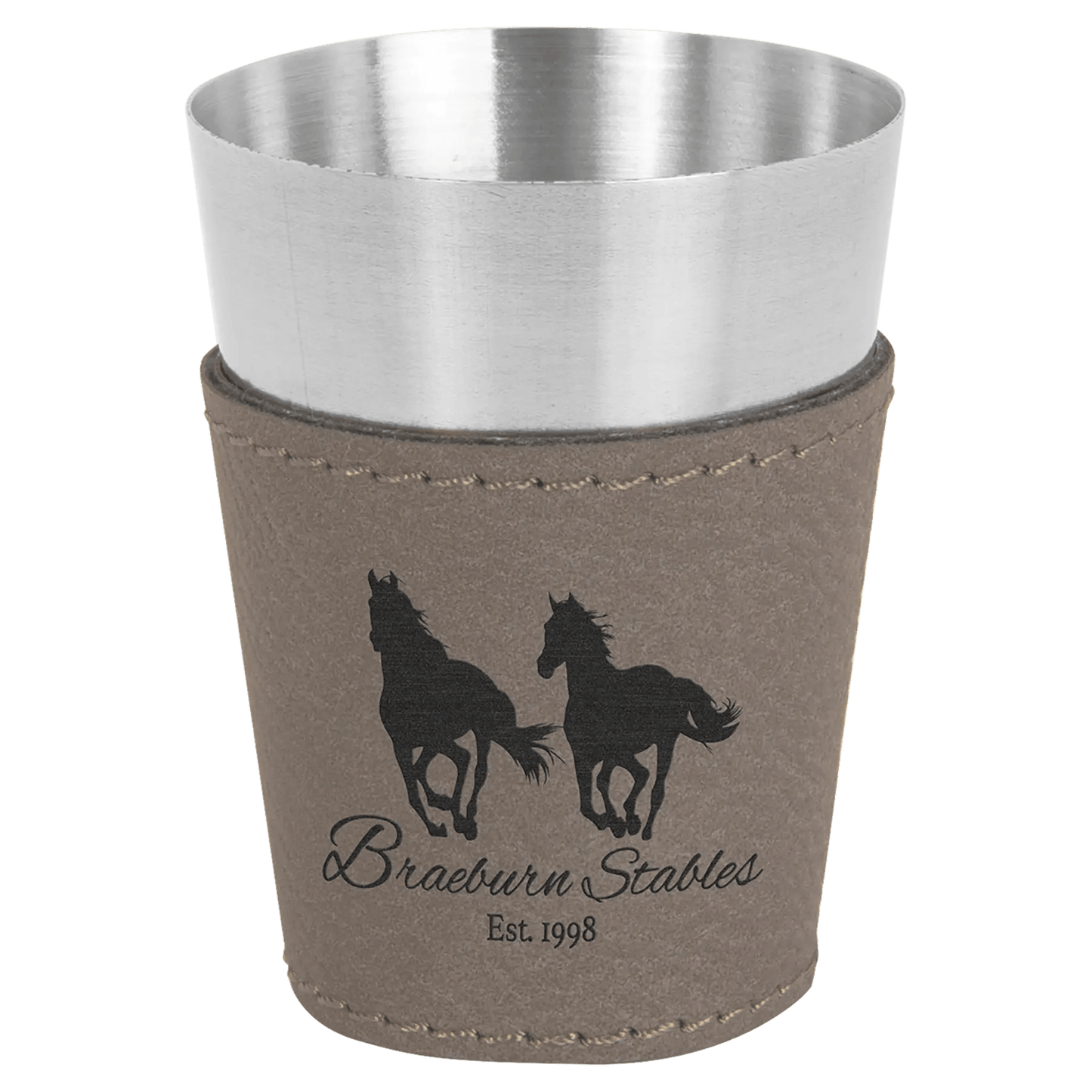 Custom Shot Glass - Laser Etched Leatherette & Stainless - Steel (4 pcs) - Smalltown Connetchin